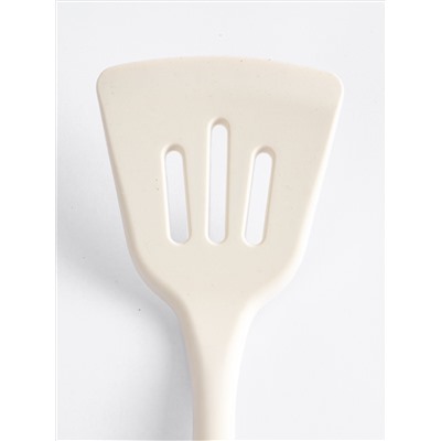 Лопатка с прорезями, 32 см, силикон/дерево, молочный, Wenge