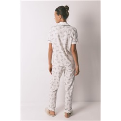 Pijama camisero largo 100% algodón blanco Piolín