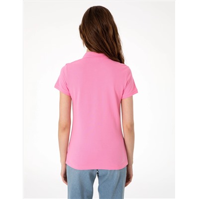 Pembe Regular Fit Pamuklu Polo Yaka Basic Tişört