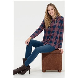 Kadın Lacivert Uzun Kollu Gömlek