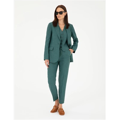 Yeşil Carrot Fit Keten Pantolon