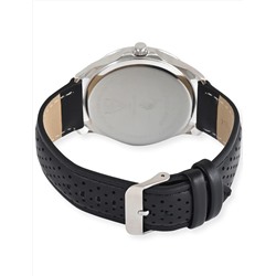 MENS PERFORATED BLACK STRAP ANALOG WATCH
