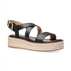 Michael Kors MICHAEL Lynn Leather Buckled Espadrille Sandals