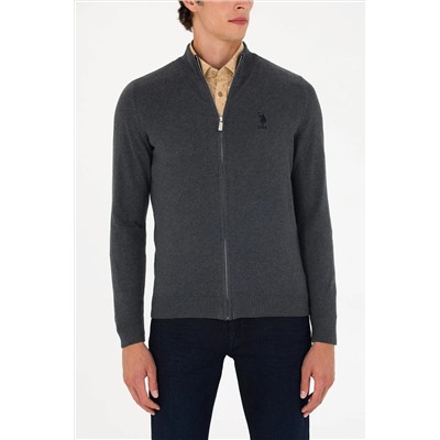 Erkek Antrasit Melanj Basic Triko Hırka