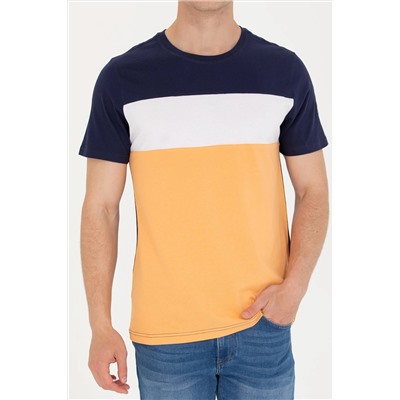 Erkek Turuncu Bisiklet Yaka Tişört