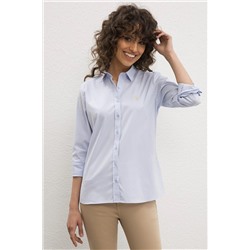 Kadın Açık Mavi Uzun Kollu Basic Gömlek