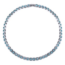 Колье Теннис (кристаллы SW аквамарин 4мм; покрытие родий) 36-39см, Есть комплект