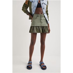 Minifalda vaquera patch de volantes