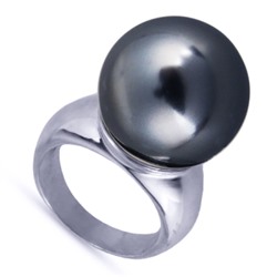 Кольцо (Майорка 16мм темно-серая; покрытие родий), Есть комплект