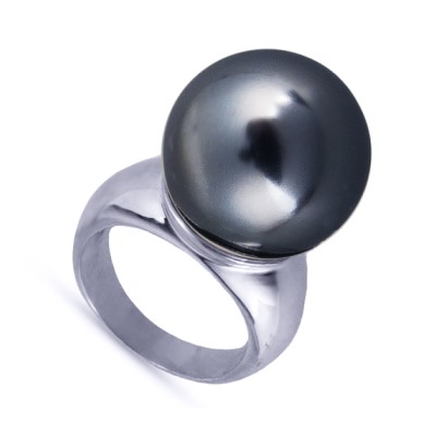 Кольцо (Майорка 16мм темно-серая; покрытие родий), Есть комплект