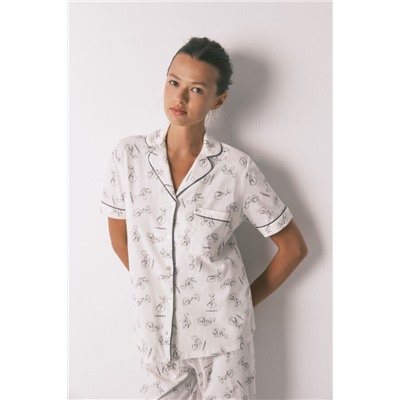 Pijama camisero largo 100% algodón blanco Piolín