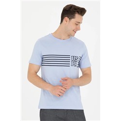 Erkek Mavi Bisiklet Yaka Tişört