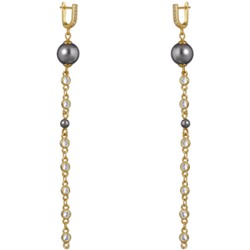 Серьги (Майорка темно-серая 10мм; покрытие золото), Есть комплект