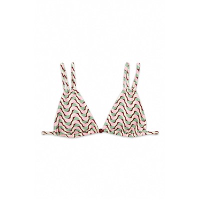 Top bikini triangular estampado geométrico