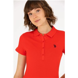 Kadın Kırmızı Basic Polo Yaka Tişört