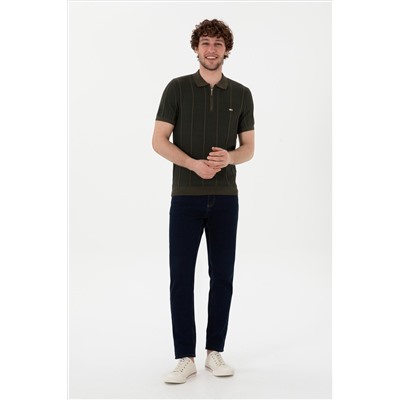 Erkek Slim Fit Polo Yaka Vizon Tişört