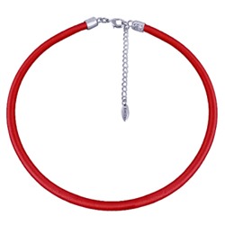 Колье (вставки: Текстиль красный; покрытие: Родирование)JHN9729