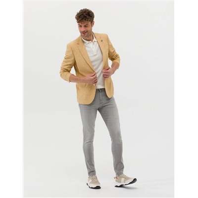 Sarı Ekstra Slim Fit Keten Karışımlı Blazer Ceket