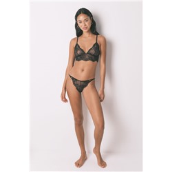 Tanga encaje lurex negro