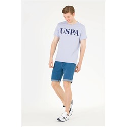 Erkek Mavi Basic Bisiklet Yaka Tişört