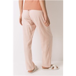 Pantalón largo franela rayas naranja