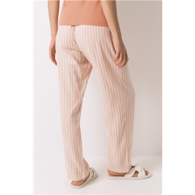 Pantalón largo franela rayas naranja