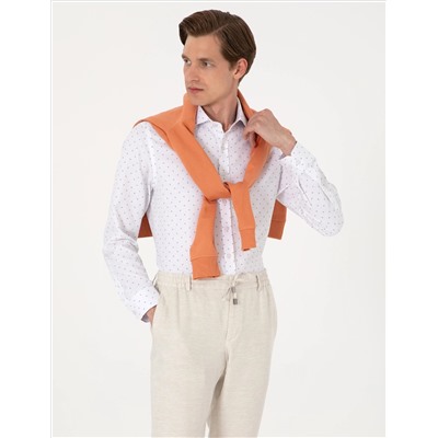 Beyaz Slim Fit Uzun Kollu Gömlek