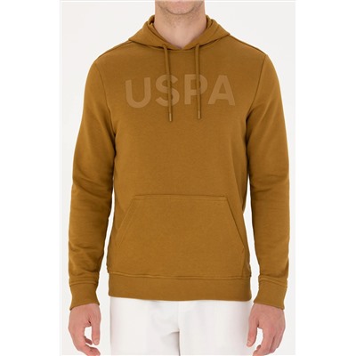 Erkek Açık Haki Kapüşonlu Basic Sweatshirt