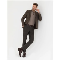 Kahverengi Yün Karışımlı Slim Fit Ceket