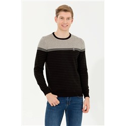 Erkek Siyah Bisiklet Yaka Triko Kazak