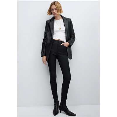 Jeans skinny tiro alto encerados