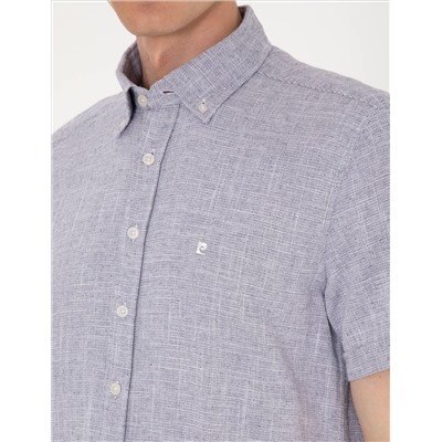 Lacivert Regular Fit Kısa Kollu Gömlek