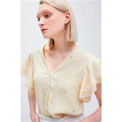 Camisa de seda Crudo