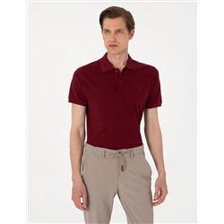 Bordo Slim Fit %100 Pamuk Polo Yaka Basic Tişört