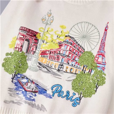 Модный женский кардиган с вышивкой и круглым вырезом Dio*r