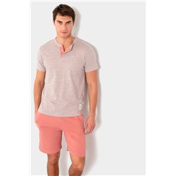 Pijama Gris jaspeado y rosa viejo