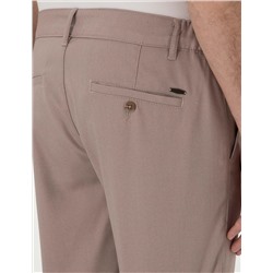 Koyu Bej Slim Fit Beli Lastikli Kanvas Pantolon