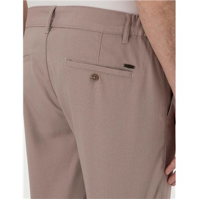 Koyu Bej Slim Fit Beli Lastikli Kanvas Pantolon
