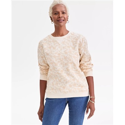 Style & Co Women's Printed Fleece Crewneck Sweatshirt, Macy's Exclusive