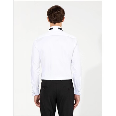 Beyaz Slim Fit Smokin Gömlek