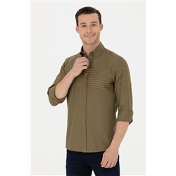 Erkek Haki Uzun Kollu Gömlek
