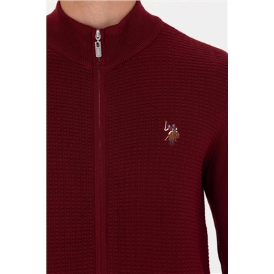 Erkek Bordo Basic Triko Hırka