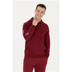 Erkek Bordo Kapüşonlu Sweatshirt