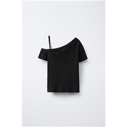 CAMISETA ASIMÉTRICA RIB ABALORIOS