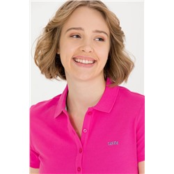 Kadın Fuşya Basic Polo Yaka Tişört
