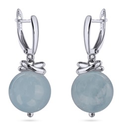 Серьги Терра (аквамарин 12мм; покрытие родий), Есть комплект
