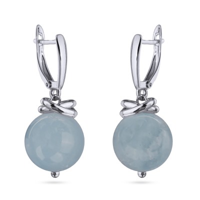 Серьги Терра (аквамарин 12мм; покрытие родий), Есть комплект