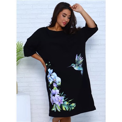 Удлиненная футболка хлопок с принтом Арт. 1092