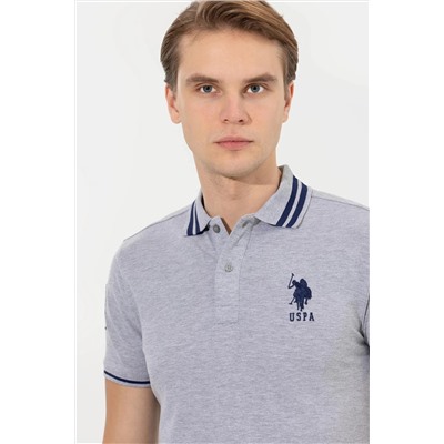 Erkek Gri Melanj Basic Polo Yaka Tişört