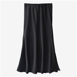 Элегантная атласная длинная юбка с высокой талией и разрезом [рыбий хвост]